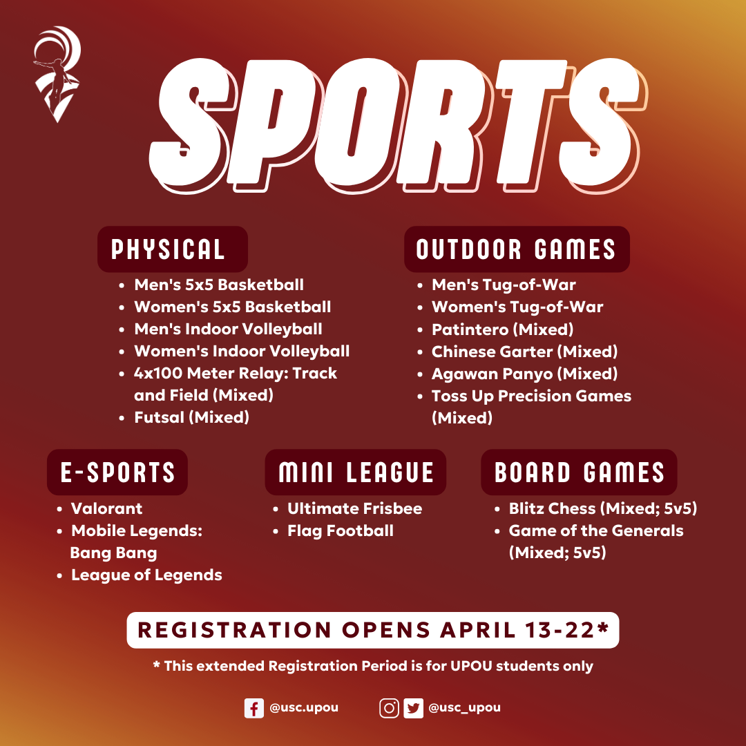 List of sports categories and events that will be held during the DilGames